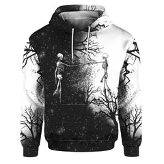 Gothic Skeleton Hold Hands Till The End All Over Print Unisex Pullover Hoodie, Halloween Costume - Wonder Skull