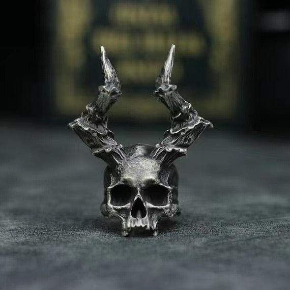 Horned Skull Ring, Badass Devil Gothic Band Ring - Wonder Skull