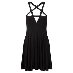 Gothic Fitshinling Pentagram Strap Sleeveless, Outstanding Dress For Women - Wonder Skull