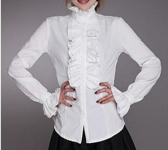 Fashion Victorian Tops Ruffles Long Sleeve, Elegant Shirt For Women - Wonder Skull