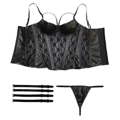 Gothic Elasticity Corset , Sexy Lace Mesh Bustier - Wonder Skull