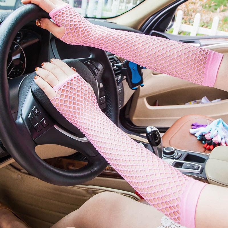 Lace Fishnet Gloves Collection, Mesh Hollow Sunscreen Accessories For Women - Wonder Skull