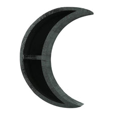 Black Moon Shelf Wall Decor, Magnificent Wooden Crescent Moon Shelf - Wonder Skull