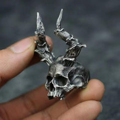 Horned Skull Ring, Badass Devil Gothic Band Ring - Wonder Skull