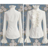 Fashion Victorian Tops Ruffles Long Sleeve, Elegant Shirt For Women - Wonder Skull