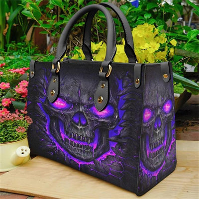 Purple Skull Lava Leather Bag, Amazing Purses For Women - Wonder Skull