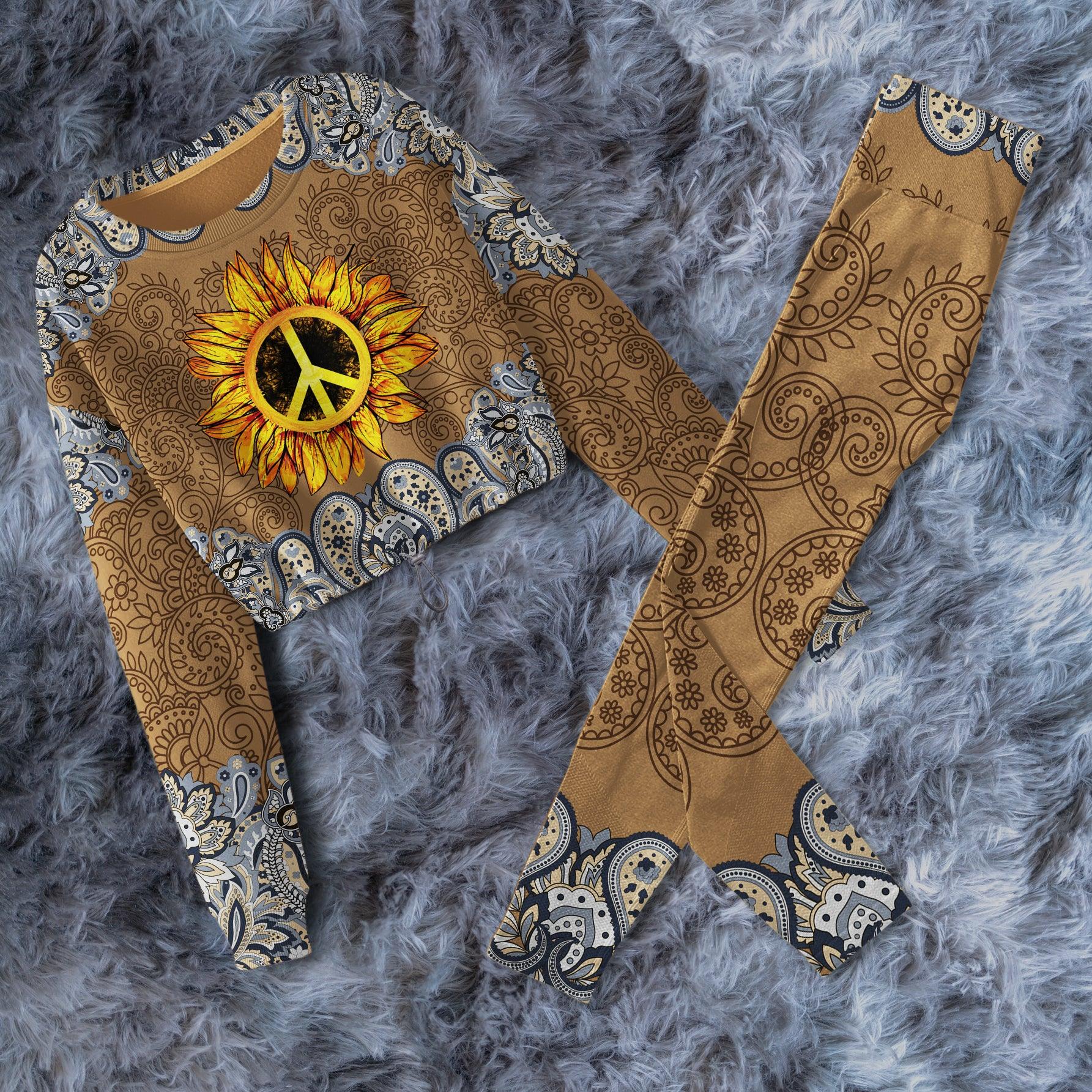 Sunflower Hippie Combo Long Sleeve Sweatshirt and Leggings - Wonder Skull