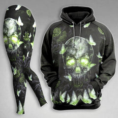 Skull Gothic Butterfly Green Combo Hoodie and Leggings - Wonder Skull