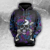 Gun Rose Purple Skull Bones Combo Hoodie and Leggings - Wonder Skull