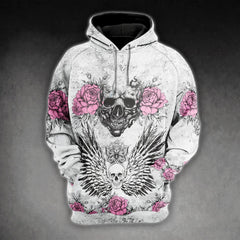 Vintage Rose Skull Pink Combo Hoodie and Leggings - Wonder Skull