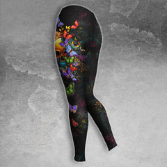 Lighning Skull Rose Butterfly Colorful Combo Hoodie and Leggings - Wonder Skull