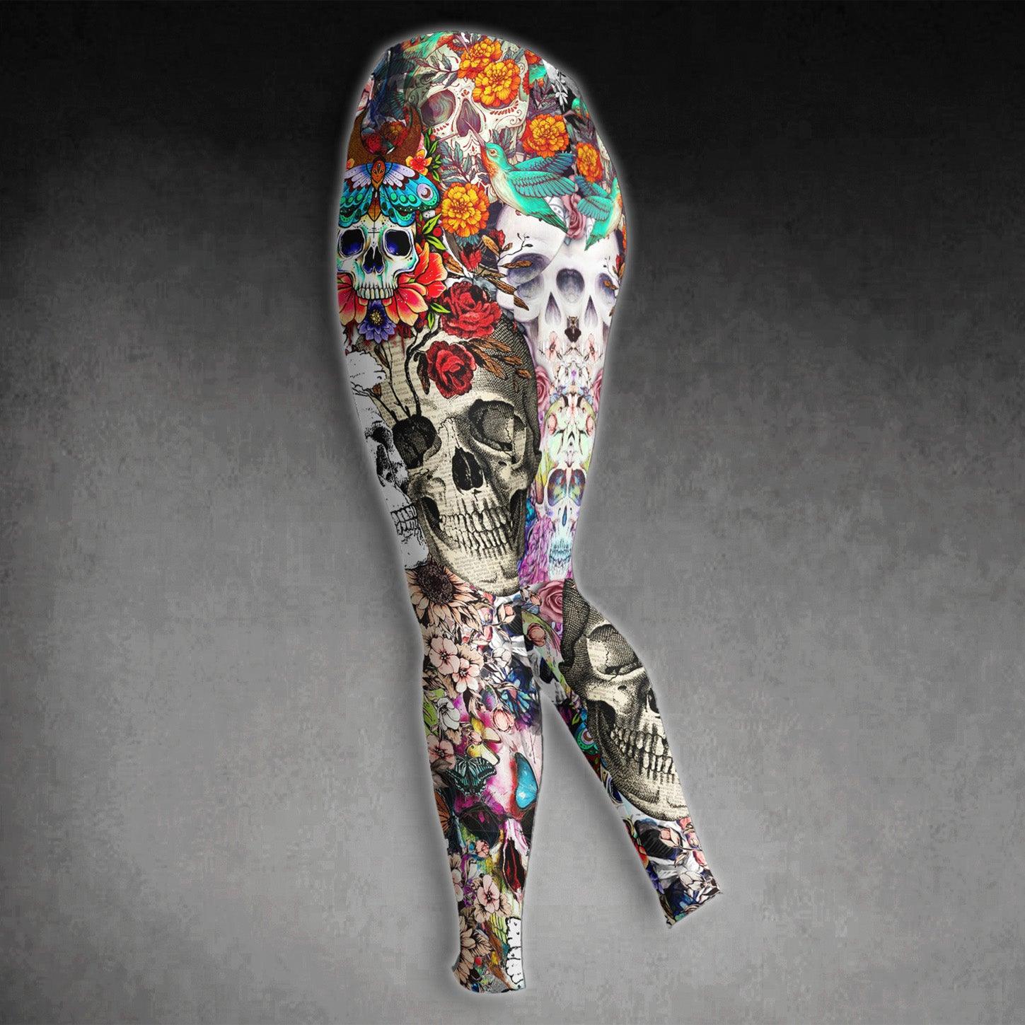Vintage Rose Skull Pattern Combo Hoodie and Leggings - Wonder Skull