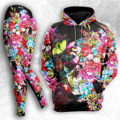 Colorful Skull Rose Butterfly Combo Hoodie and Leggings - Wonder Skull