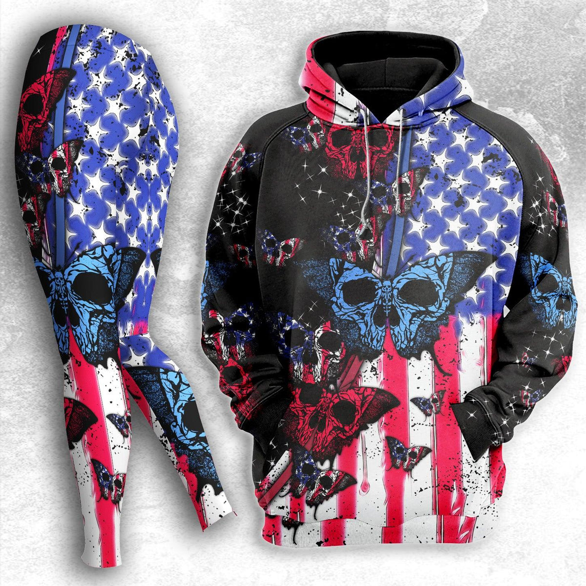 Independence Day Butterfly Combo Hoodie and Leggings - Wonder Skull