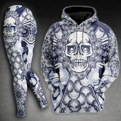 Skull Sugar Pattern Gothic Combo Hoodie and Leggings - Wonder Skull