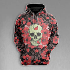 Skull Flower Pattern Gothic Combo Hoodie and Leggings - Wonder Skull