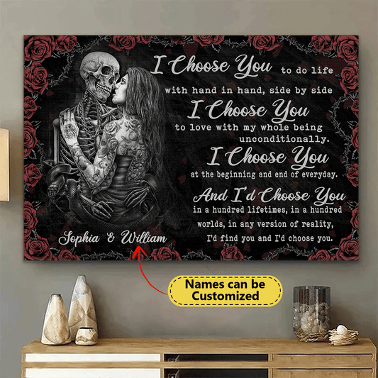 I Choose You - Gothic Skull Girl Personalized Horizontal Canvas - Wonder Skull