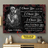 I Choose You - Gothic Skull Girl Personalized Horizontal Canvas - Wonder Skull