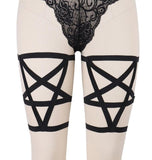 Pentagram Gothic Garter Belt Body Harness, Sexy Wedding Rave Bondage Stocking For Women - Wonder Skull