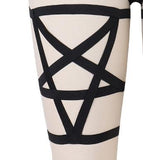 Pentagram Gothic Garter Belt Body Harness, Sexy Wedding Rave Bondage Stocking For Women - Wonder Skull