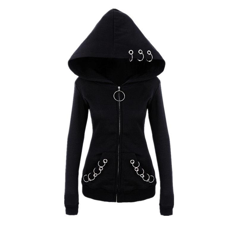 Iron Ring Gothic Hoodie, Badass Sweatshirt For Women - Wonder Skull