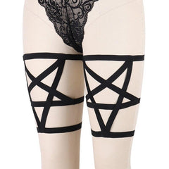 Pentagram Gothic Garter Belt Body Harness, Sexy Wedding Rave Bondage Stocking For Women - Wonder Skull