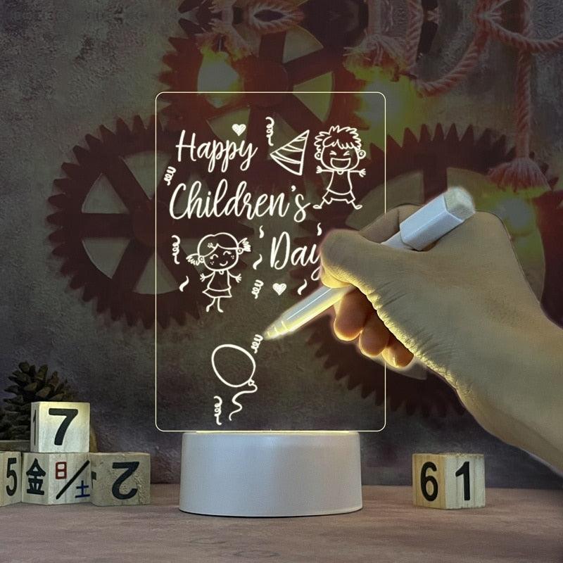 Note Board Creative Led Night Light USB, Awesome Message Board Holiday Light Gift For Children - Wonder Skull