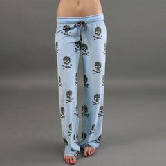 Skull Print High Waist Joggers Pants For Women - Wonder Skull