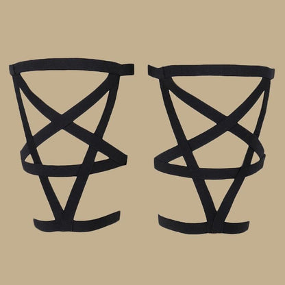 Pentagram Gothic Garter Belt Body Harness, Sexy Wedding Rave Bondage Stocking For Women - Wonder Skull