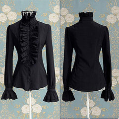 Fashion Victorian Tops Ruffles Long Sleeve, Elegant Shirt For Women - Wonder Skull