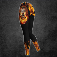 Hot Heaven Fire Skull Combo Hoodie and Leggings For Women - Wonder Skull