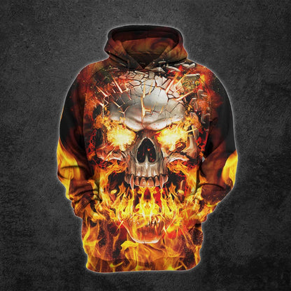 Hot Heaven Fire Skull Combo Hoodie and Leggings For Women - Wonder Skull