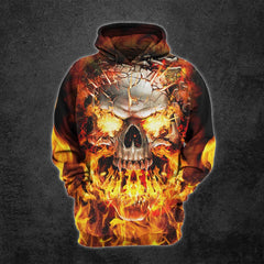 Hot Heaven Fire Skull Combo Hoodie and Leggings For Women - Wonder Skull