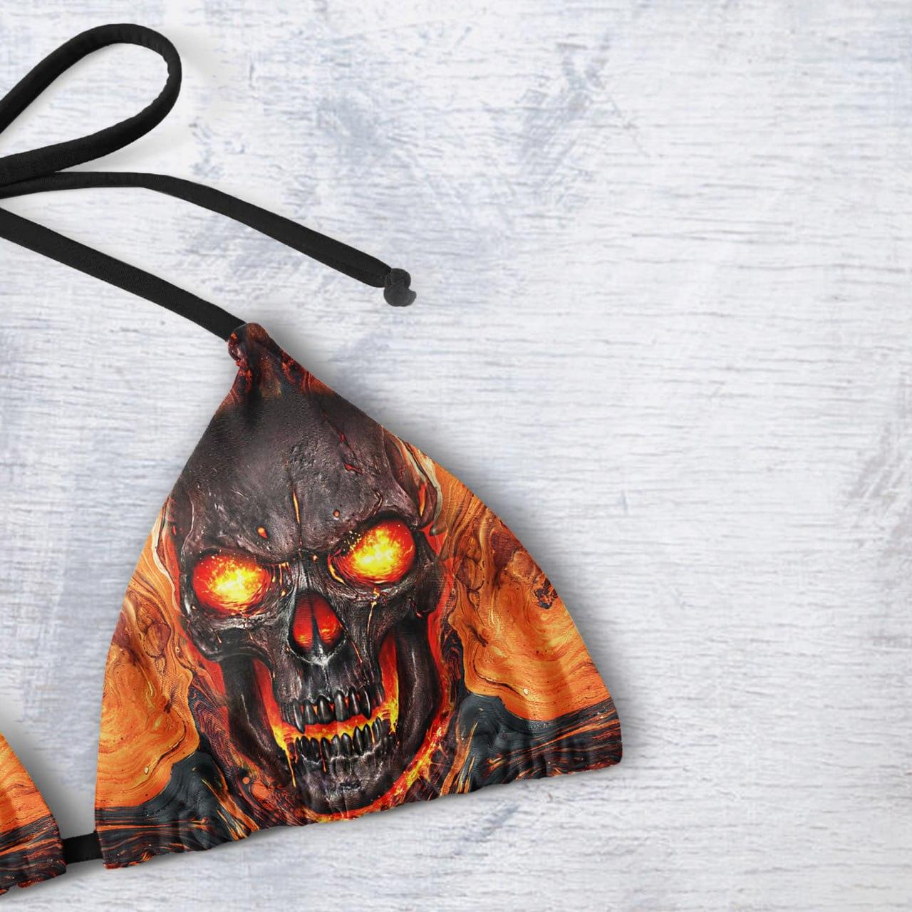 Hot Skull Gothic All Over Print Micro Triangle Bikini Swimsuit - Wonder Skull