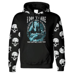 I Don't Care Skull Couple All Over Print Unisex Hoodie - Wonder Skull