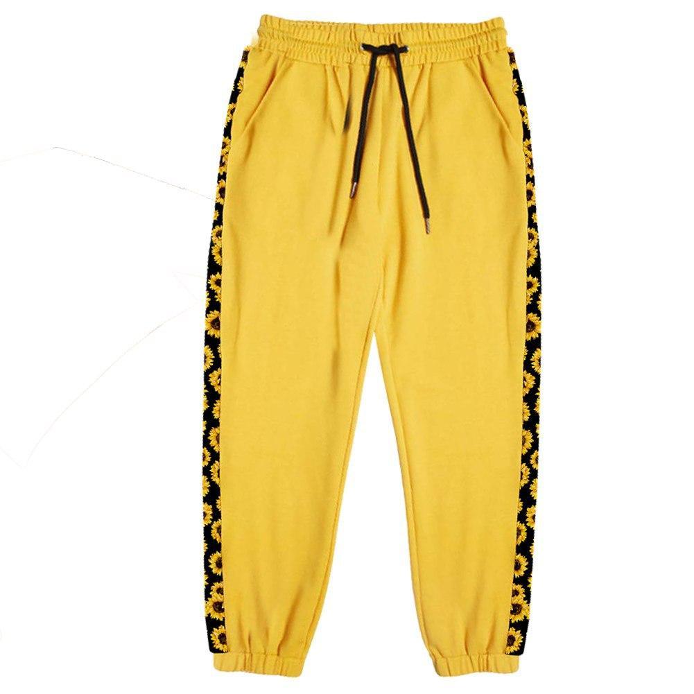Sunflowers Combo Cropped Hoodies And Pants, Cool Sporty Outfits For Women - Wonder Skull