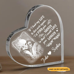 If I had my life - Customized Skull Couple Crystal Heart Anniversary Gifts - Wonder Skull