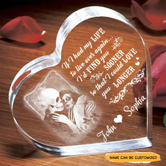 If I had my life - Customized Skull Couple Crystal Heart Anniversary Gifts - Wonder Skull