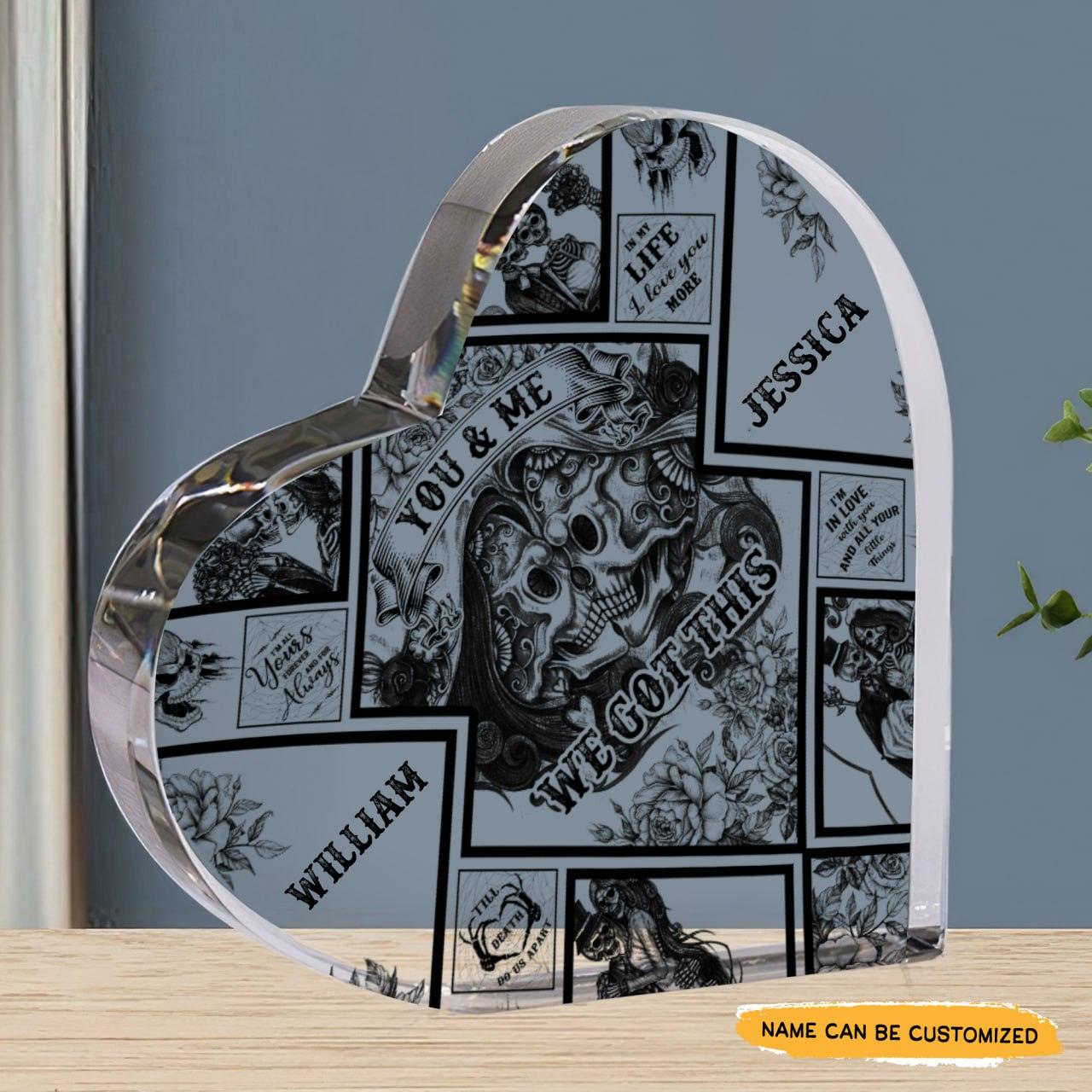 I'm Yours - Customized Skull Couple Crystal Heart Anniversary Gifts - Wonder Skull
