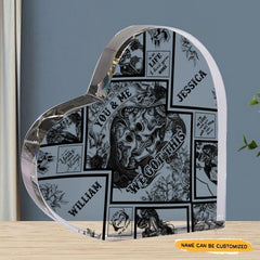 I'm Yours - Customized Skull Couple Crystal Heart Anniversary Gifts - Wonder Skull