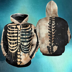 Half Black Skull Bones Combo Hoodie and Leggings - Wonder Skull