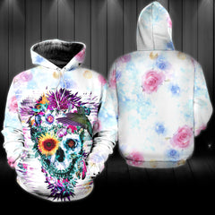 Flower Skull Gothic Colorful Artwork Combo Hoodie and Leggings - Wonder Skull