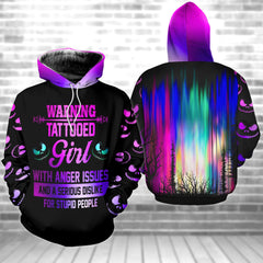 Pink Warning Tattooed Girl Combo Hoodie and Leggings - Wonder Skull