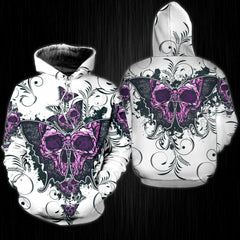 Flower Butterfly Skull Gothic Artwork Combo Hoodie and Leggings - Wonder Skull