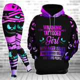 Pink Warning Tattooed Girl Combo Hoodie and Leggings - Wonder Skull