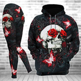 Skull Gothic Rose Artwork Combo Hoodie and Leggings - Wonder Skull