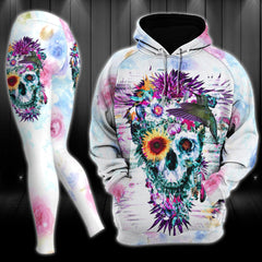 Flower Skull Gothic Colorful Artwork Combo Hoodie and Leggings - Wonder Skull