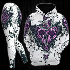 Flower Butterfly Skull Gothic Artwork Combo Hoodie and Leggings - Wonder Skull