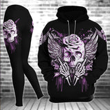 Pink Skull Gothic Artwork Combo Hoodie and Leggings - Wonder Skull