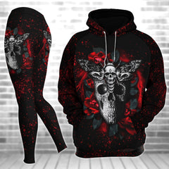 Rose Butterfly Skull Gothic Artwork Combo Hoodie and Leggings - Wonder Skull